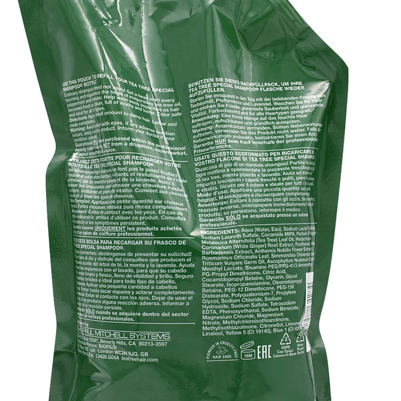 Paul Mitchell Tea Tree Special Shampoo Refill 1000ml - ecoricarica shampoo tonificante