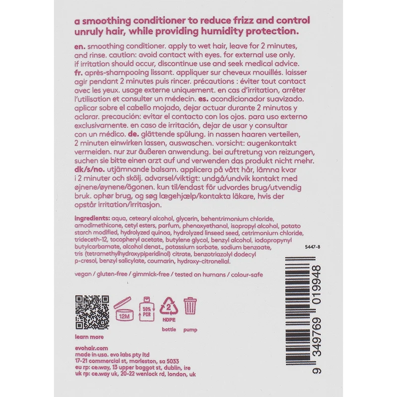 Evo Smooth Mane Tamer Smoothing Conditioner 300ml - conditioner anti crespo