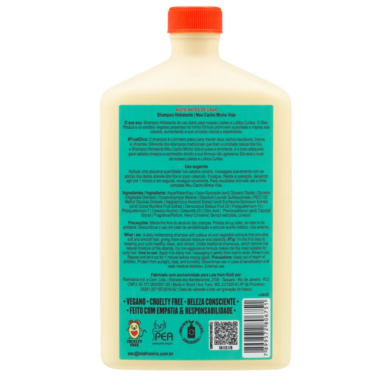 Lola From Rio Meu Cacho Minha Vida Shampoo 500ml - shampoo idratante quotidiano capelli ricci
