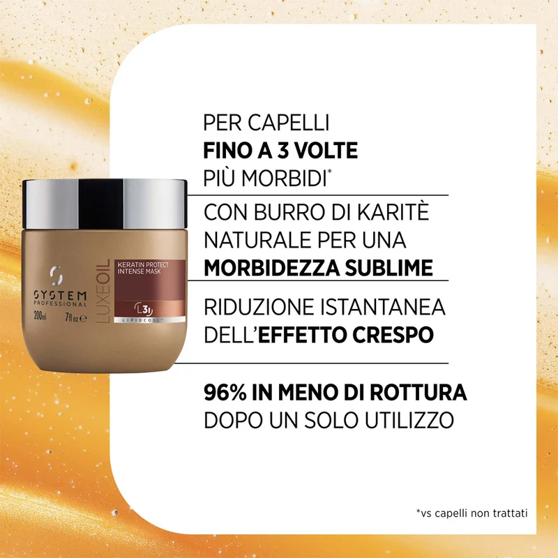 System Professional LuxeOil Keratin Protect Intense Mask 200ml - maschera anticrespo