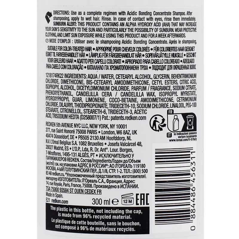 Redken Acidic Bonding Concentrate Conditioner 300ml - balsamo fortificante per capelli danneggiati