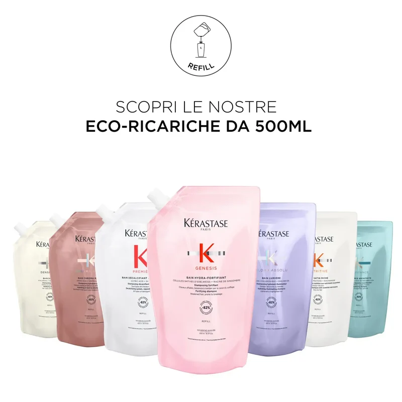 Kérastase Genesis Bain Nutri-Fortifiant Refill 500 ml - Ricarica Shampoo Capelli Secchi e Spessi