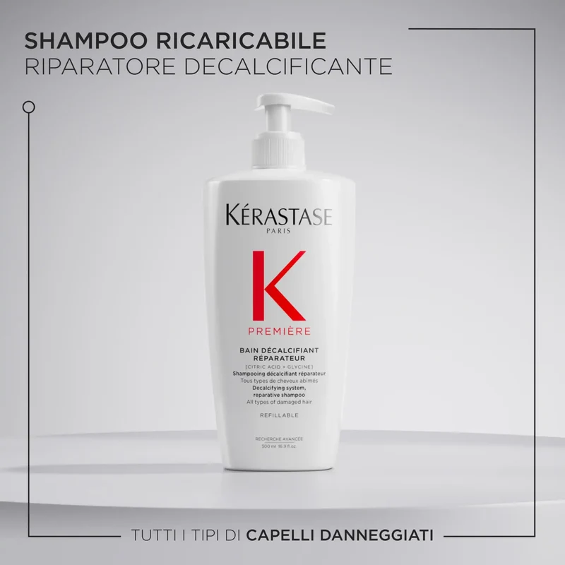 Kérastase Shampoo Capelli Danneggiati Première Bain Décalcifiant Réparateur 500 ml Ricaricabile