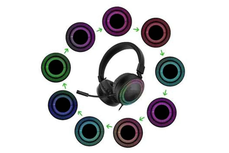 Cuffie con microfono luci led rgb gaming controllo volume pc console sj-d319