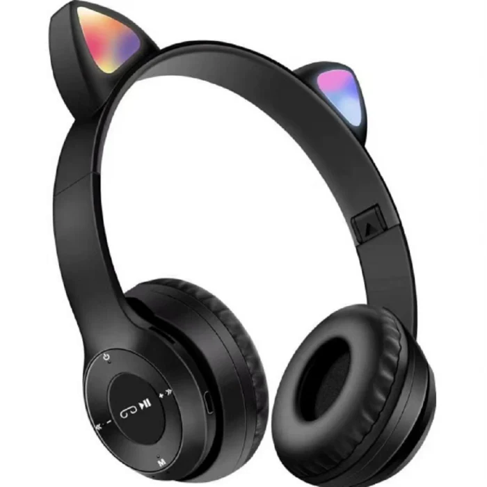 Cuffie stereo bluetooth 5.0 senza filo con orecchie di gatto led colorati