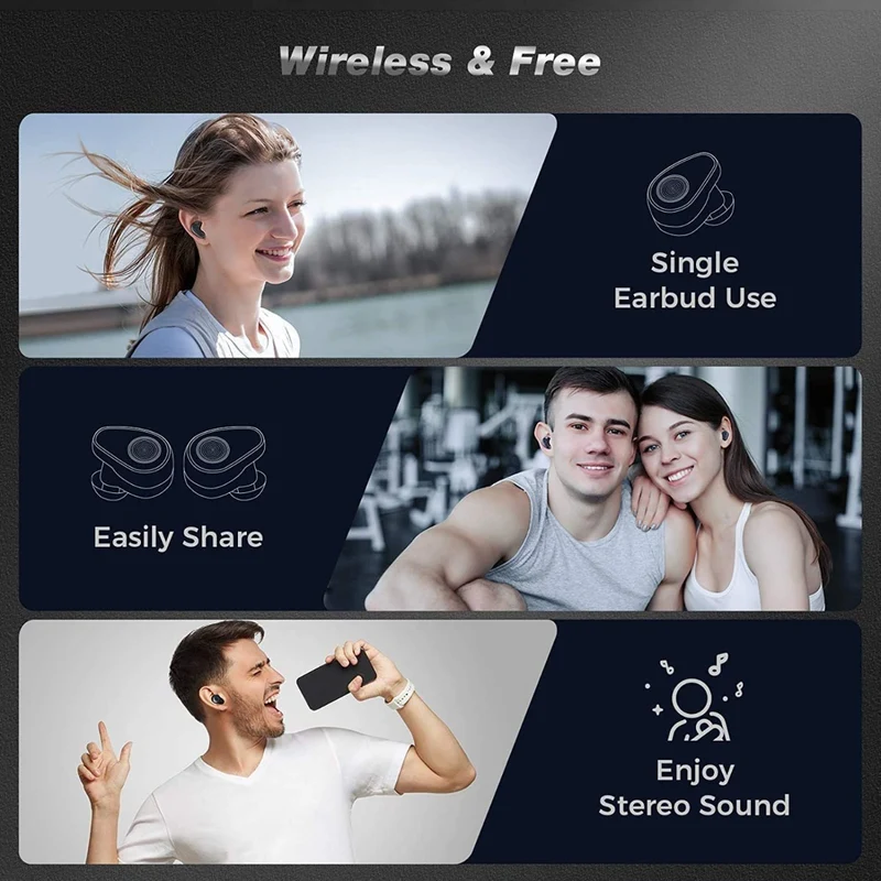 Cuffie Bluetooth 5.0 Senza Fili in Ear Impermeabile Auricolari con Display LED