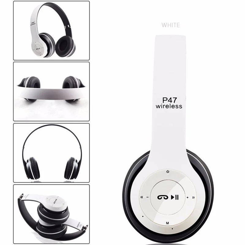 Cuffie Wireless P47 Bluetooth Pieghevoli Cuffia Stereo Smartphone Pc Computer