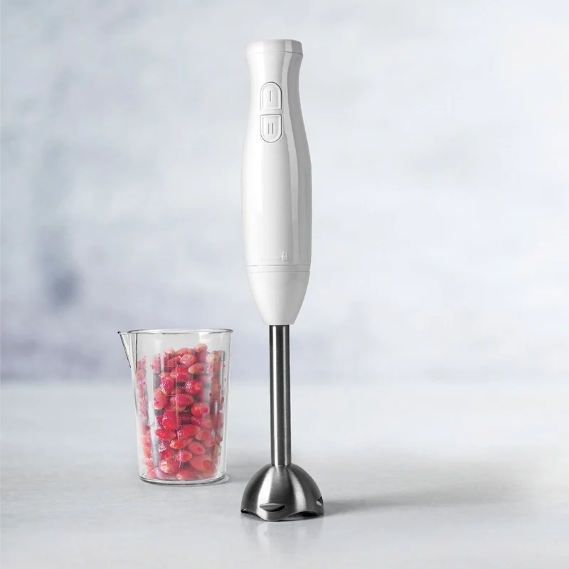 Frullatore Ad Immersione 200w Lama Acciaio Inox Tritatutto Minipimer e bicchiere da 500 ml