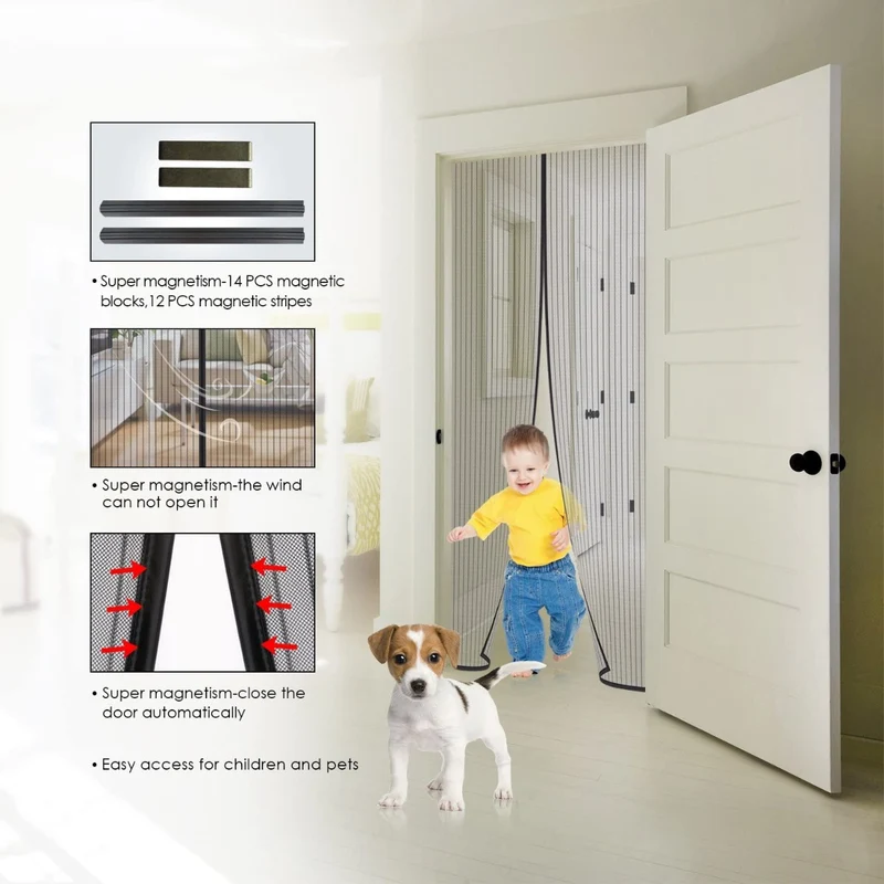 Zanzariera Magnetica Porta Finestra 140 x 240cm Resistente Traspirante Tenda Zanzariere a Calamita Elegante Zanzariera Porta per Casa Ufficio