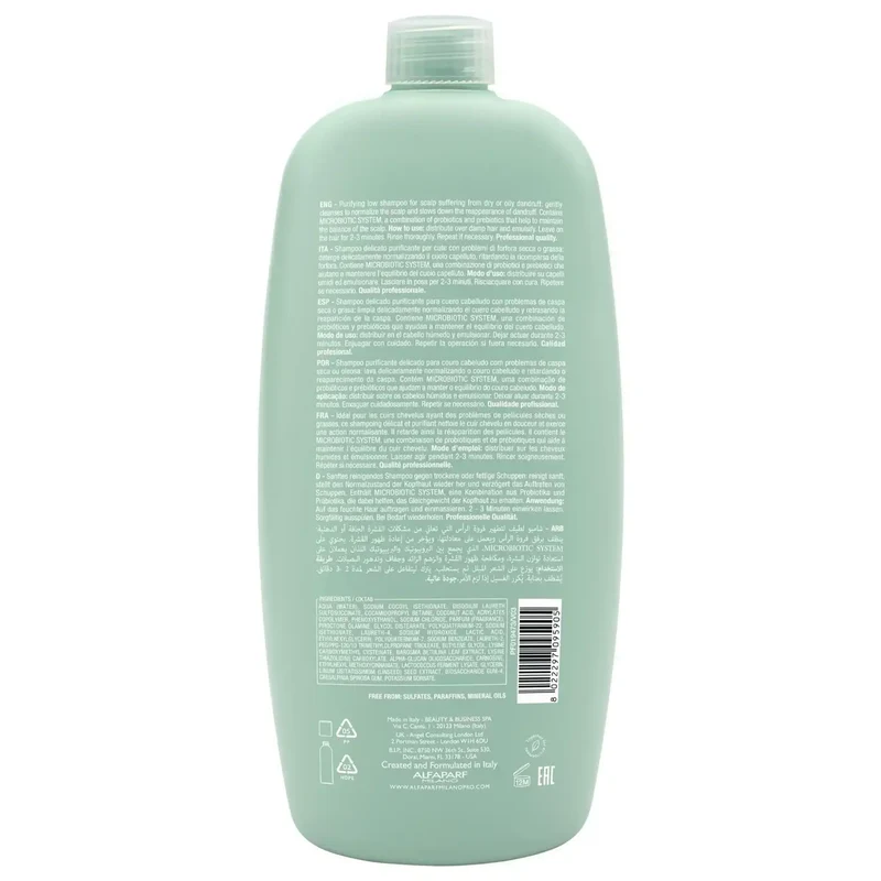 Alfaparf Semi Di Lino Scalp Rebalance Purifying Low Shampoo 1000ml - Anti-Forfora per Forfora Secca o Grassa