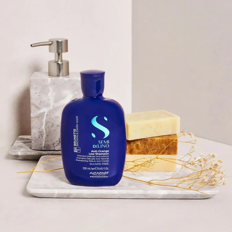 Alfaparf Semi di Lino Anti-Orange Low Shampoo 250ml - Shampoo Delicato Anti-Arancio per Capelli Castani e Bruni