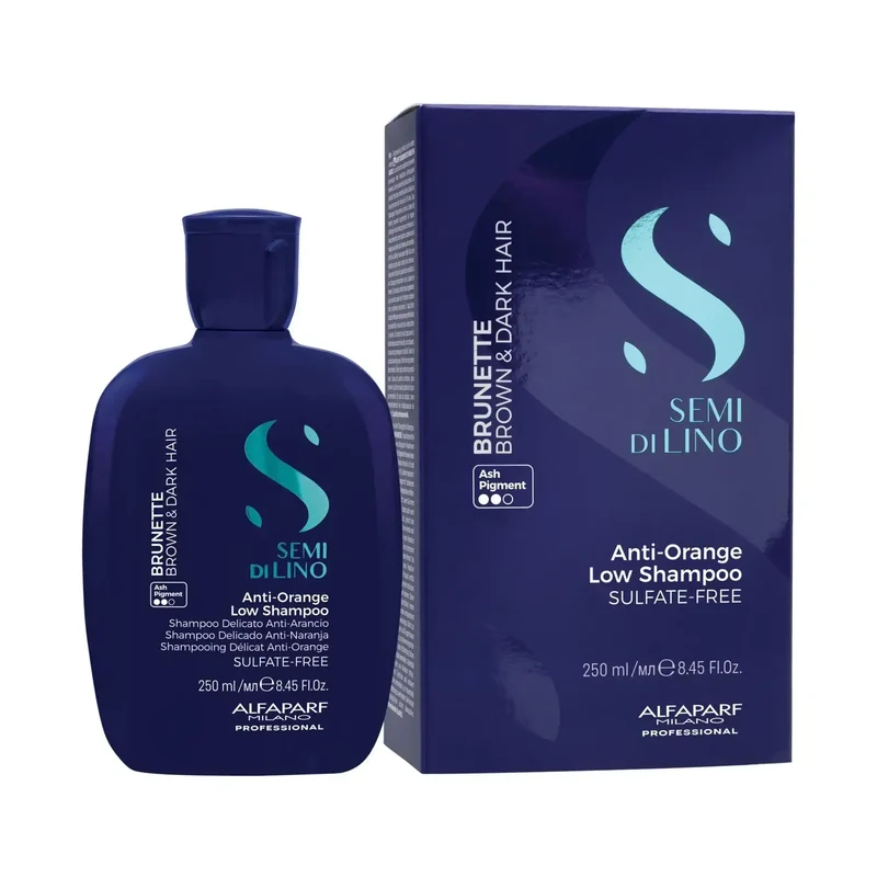 Alfaparf Semi di Lino Anti-Orange Low Shampoo 250ml - Shampoo Delicato Anti-Arancio per Capelli Castani e Bruni