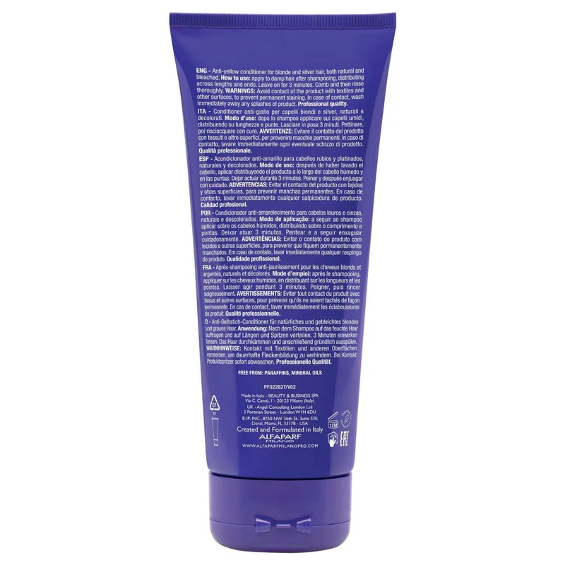 Alfaparf Semi di Lino Anti-Yellow Conditioner 200ml - Balsamo Anti-Giallo per Capelli Biondi e Grigi