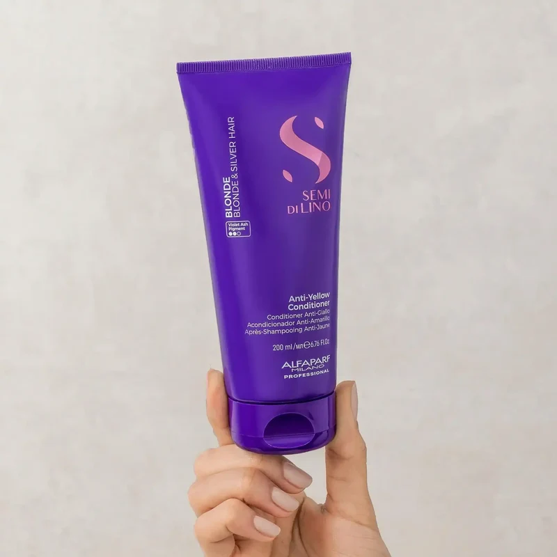 Alfaparf Semi di Lino Anti-Yellow Conditioner 200ml - Balsamo Anti-Giallo per Capelli Biondi e Grigi