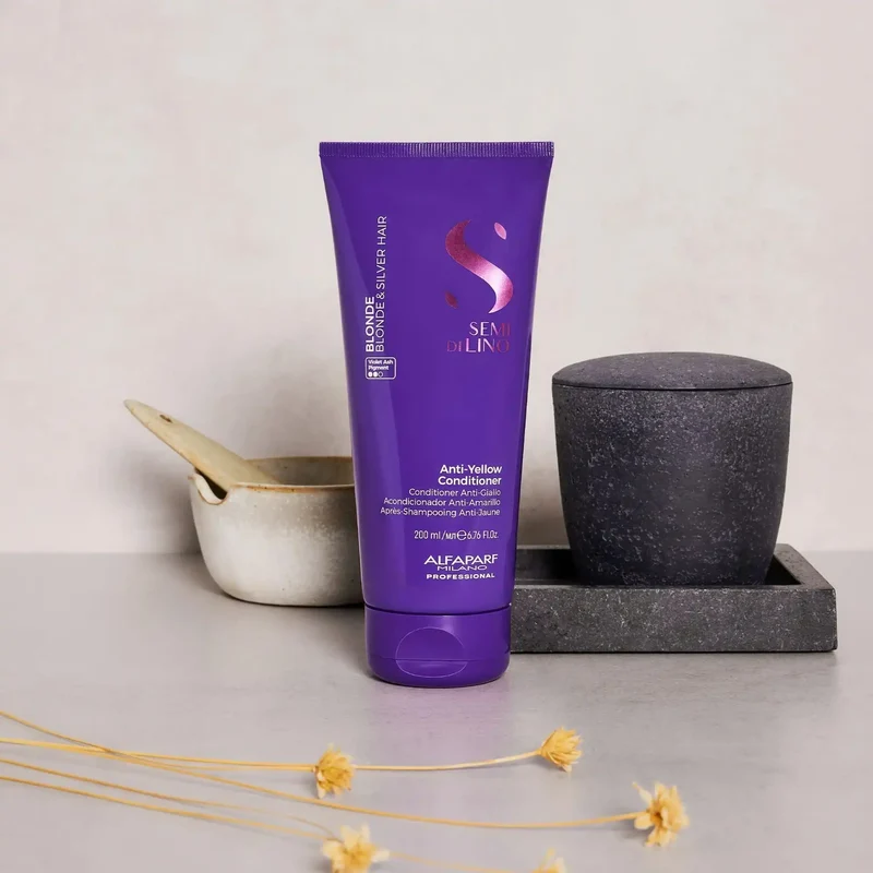 Alfaparf Semi di Lino Anti-Yellow Conditioner 200ml - Balsamo Anti-Giallo per Capelli Biondi e Grigi