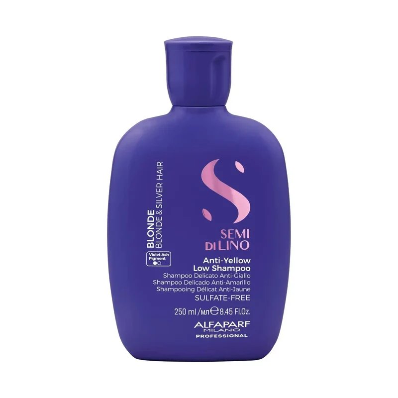 Alfaparf Semi di Lino Anti-Yellow Low Shampoo 250ml - Shampoo Anti-Giallo per Capelli Biondi e Silver
