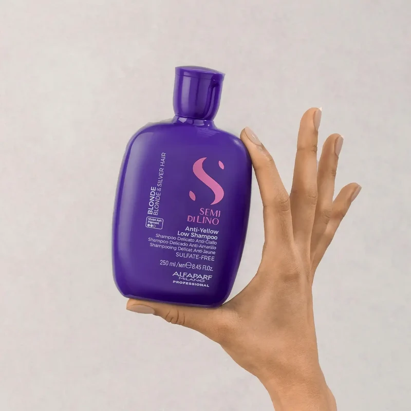 Alfaparf Semi di Lino Anti-Yellow Low Shampoo 250ml - Shampoo Anti-Giallo per Capelli Biondi e Silver