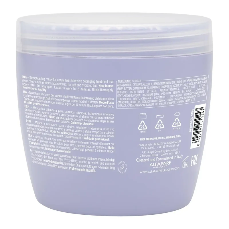 Alfaparf Semi di Lino Smoothing Mask 500ml - Maschera Lisciante per Capelli Crespi