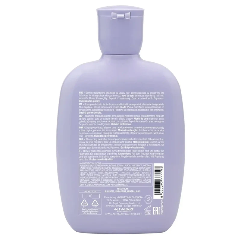 Alfaparf Semi di Lino Smoothing Low Shampoo 250ml - Shampoo Lisciante per Capelli Crespi
