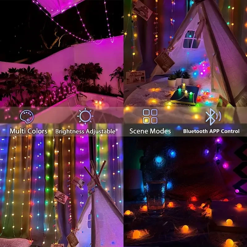 Luci natalizie catena luminosa multicolor decorazioni natalizi 50 led 7.50 metri