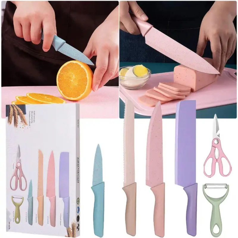Set di coltelli da cucina colorati con confezione regalo lame antiaderenti con acciaio inossidabile di alta qualità set di coltelli da cucina