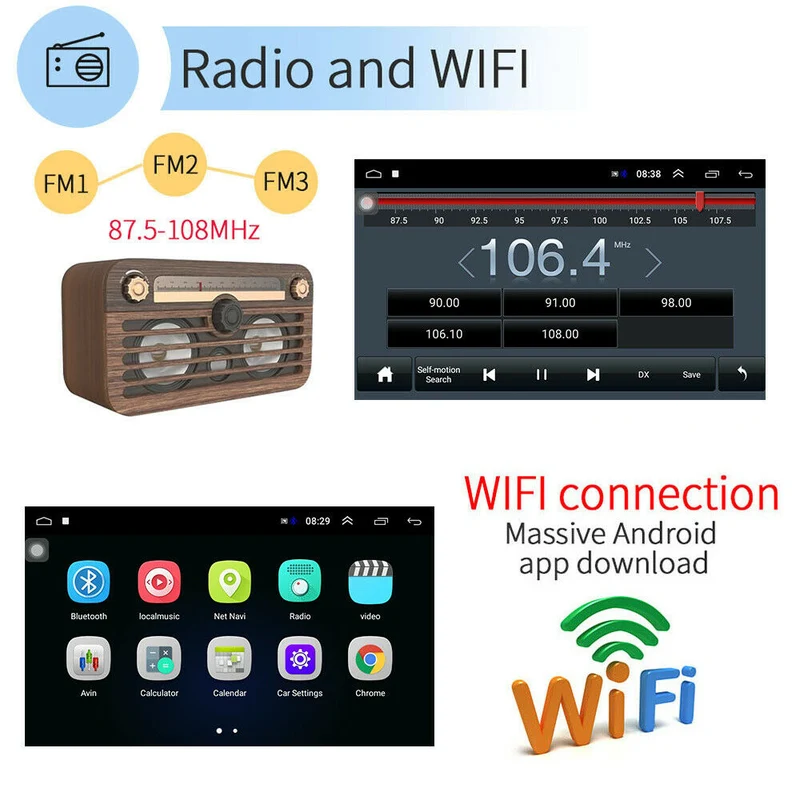 Autoradio 10.1" Pollici 2DIN GPS NAVI BLUETOOTH USB FM Android 9.1 HD Quad core