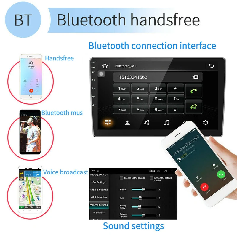 Autoradio 10.1" Pollici 2DIN GPS NAVI BLUETOOTH USB FM Android 9.1 HD Quad core