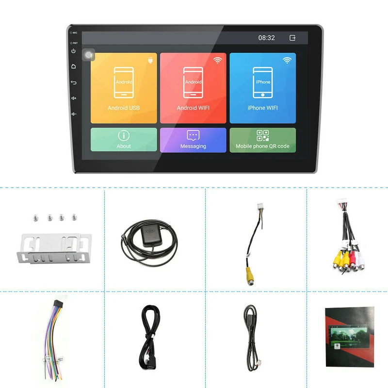 Autoradio 10.1" Pollici 2DIN GPS NAVI BLUETOOTH USB FM Android 9.1 HD Quad core