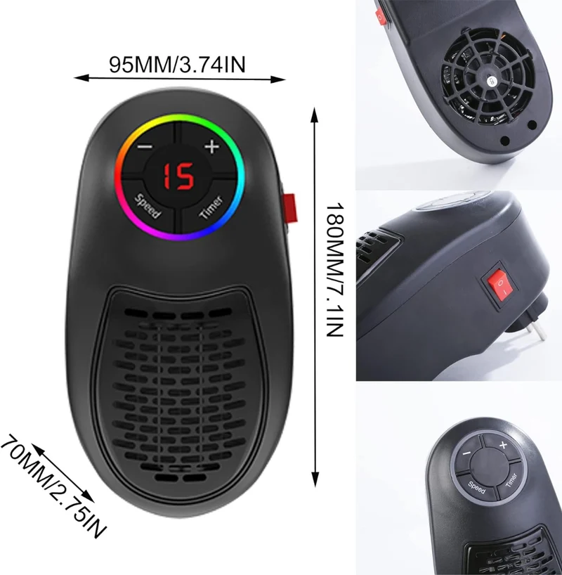 Termoventilatore 1000w basso consumo stufetta elettrica basso consumo riscaldamento rapido riscaldatore silenzioso