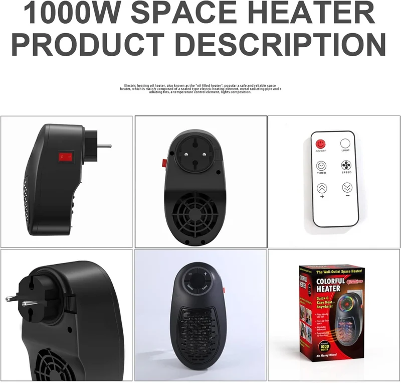 Termoventilatore 1000w basso consumo stufetta elettrica basso consumo riscaldamento rapido riscaldatore silenzioso