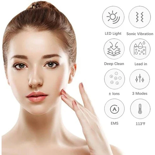 Massaggiatore Viso e Collo con Calore e Ionoterapia – Cura Antiage e Pulizia Profonda