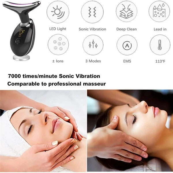 Massaggiatore Viso e Collo con Calore e Ionoterapia – Cura Antiage e Pulizia Profonda