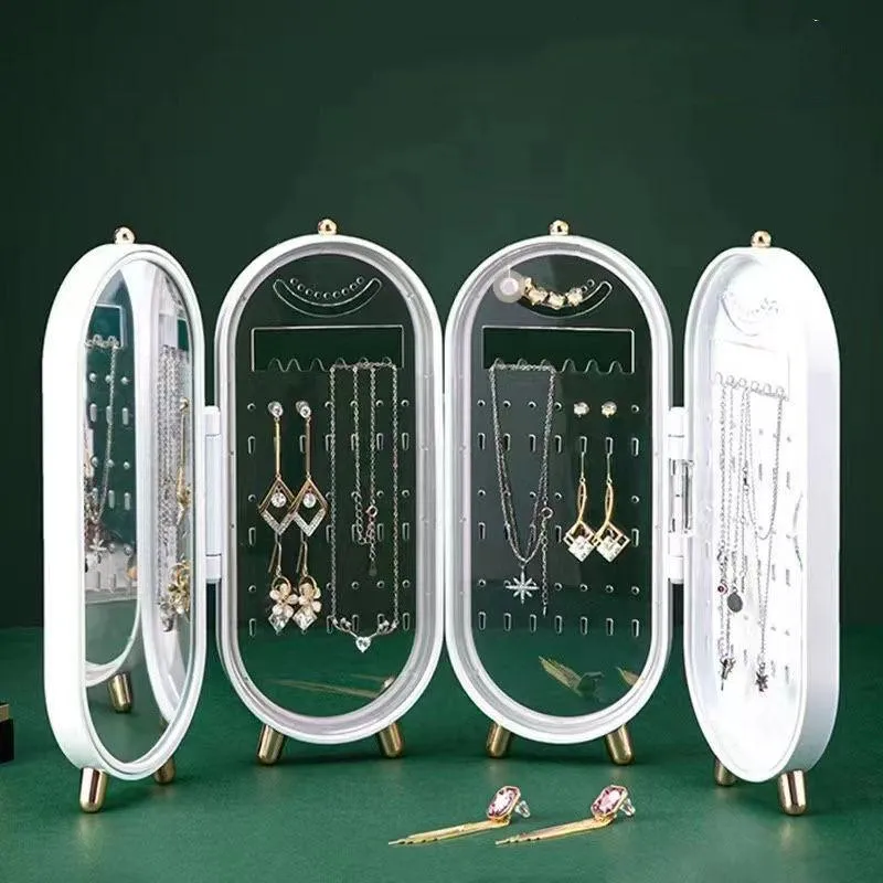 Organizer per orecchini da appendere, elegante custodia a specchio, resistente per gioielli da donna, per la casa e per rivenditori, verde, 153 scomparti per orecchini e 24 tacche