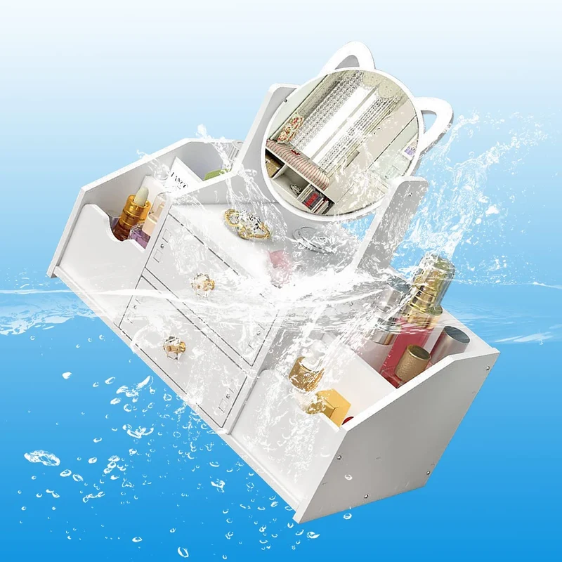 Organizer trucchi con cassetti bagno porta trucchi organizer da tavolo bianco portatrucchi organizzatore con specchiera per toletta camera da letto bagno