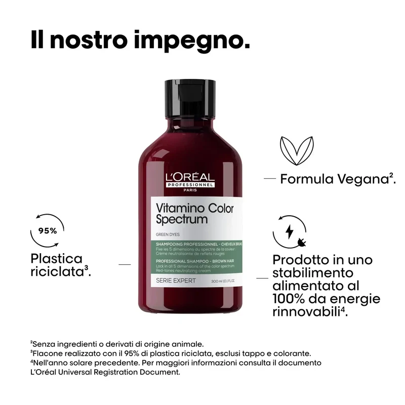 L'Oreal Vitamino Color Spectrum Shampoo Verde Neutralizzante Anti-Rosso Capelli Castani Scuri 300ml