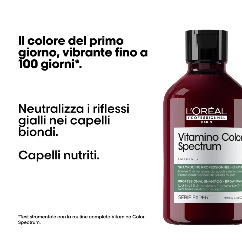 L'Oreal Vitamino Color Spectrum Shampoo Verde Neutralizzante Anti-Rosso Capelli Castani Scuri 300ml