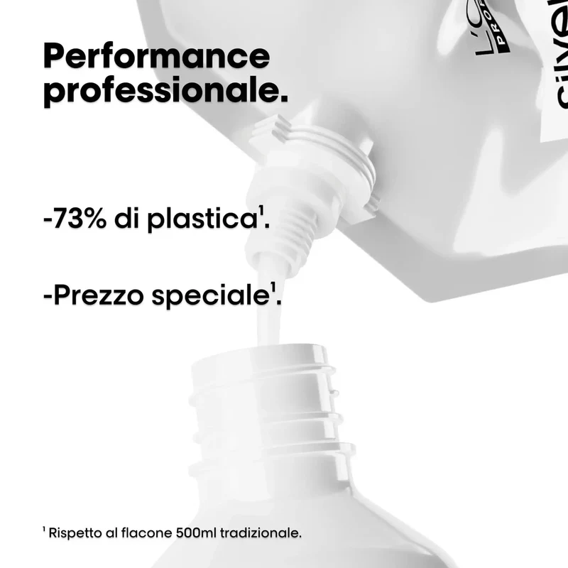 L'Oreal Refill Shampoo Silver 500ml - Antigiallo Capelli Bianchi o Grigi