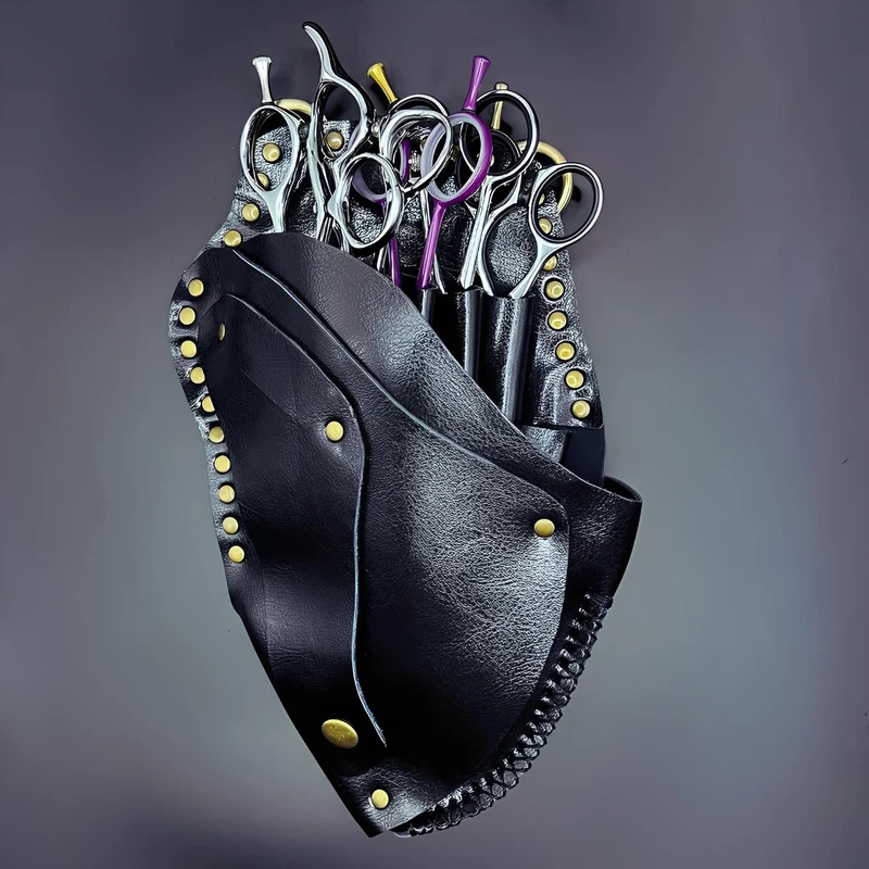 Fondina in pelle Juntetsu Heritage - 6 tasche per forbici