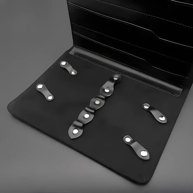 Juntetsu Custodia per forbici in pelle - 8 tasche di alta qualità