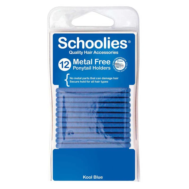 Metal Free Ponytail Holders 12pc Kool Blue