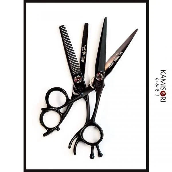 Kamisori Set di forbici da parrucchiere Black Diamond III