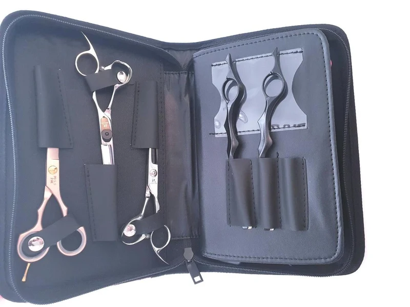 6 pezzi - Astuccio porta forbici in pelle rosa