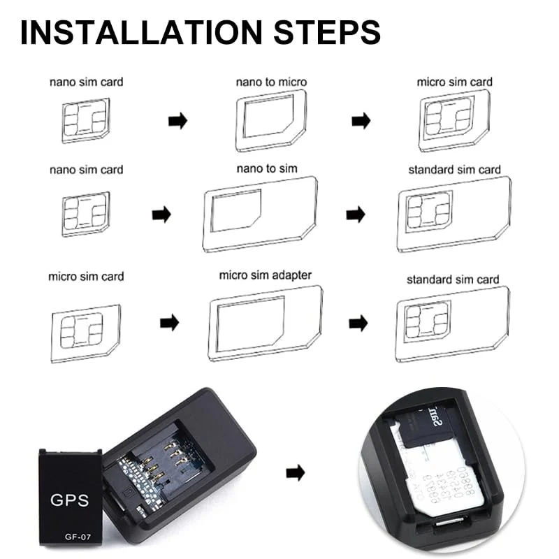 GPS Tracker Antifurto GF-07 Magnetico con SIM, Monitoraggio in Tempo Reale e Controllo da Smartphone per Auto, Moto, Bici, Bambini, Animali e Oggetti