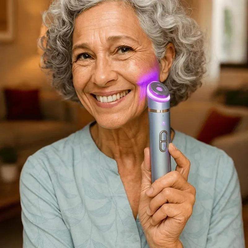 Mini Dispositivo HIFU 3 in 1 per Contorno Occhi e Viso con RF Radiofrequenza, EMS Microcorrente e Luce LED Ricaricabile