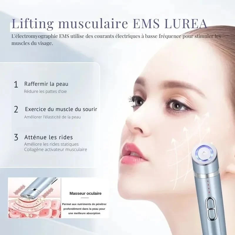 Mini Dispositivo HIFU 3 in 1 per Contorno Occhi e Viso con RF Radiofrequenza, EMS Microcorrente e Luce LED Ricaricabile