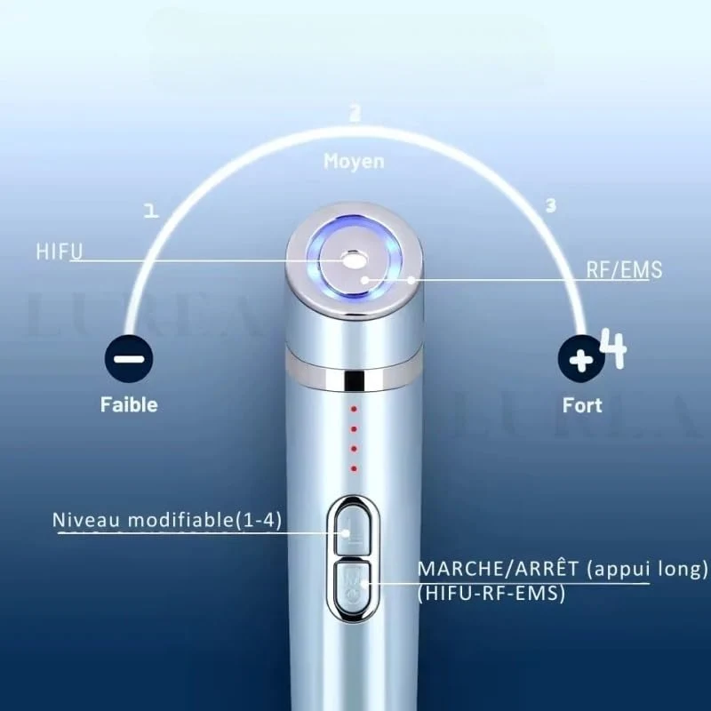 Mini Dispositivo HIFU 3 in 1 per Contorno Occhi e Viso con RF Radiofrequenza, EMS Microcorrente e Luce LED Ricaricabile