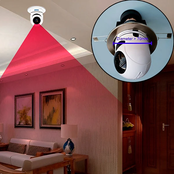 Telecamera Panoramica WiFi 360° con Attacco Lampadina E27 per Videosorveglianza e Controllo da Smartphone