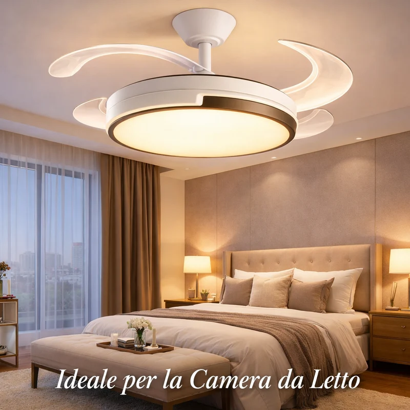 Ventilatore Soffitto LED 120 cm Telecomando 6 Velocità Silenzioso DC 72W