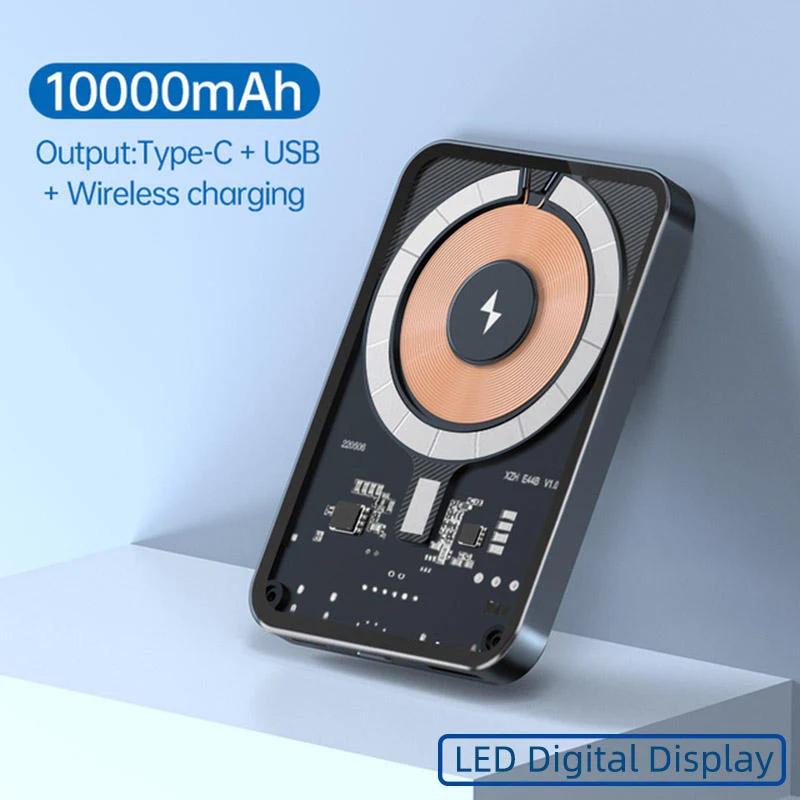 Power Bank Magnetico 10000mAh 15W Wireless con USB-C per iPhone e Android MagSafe