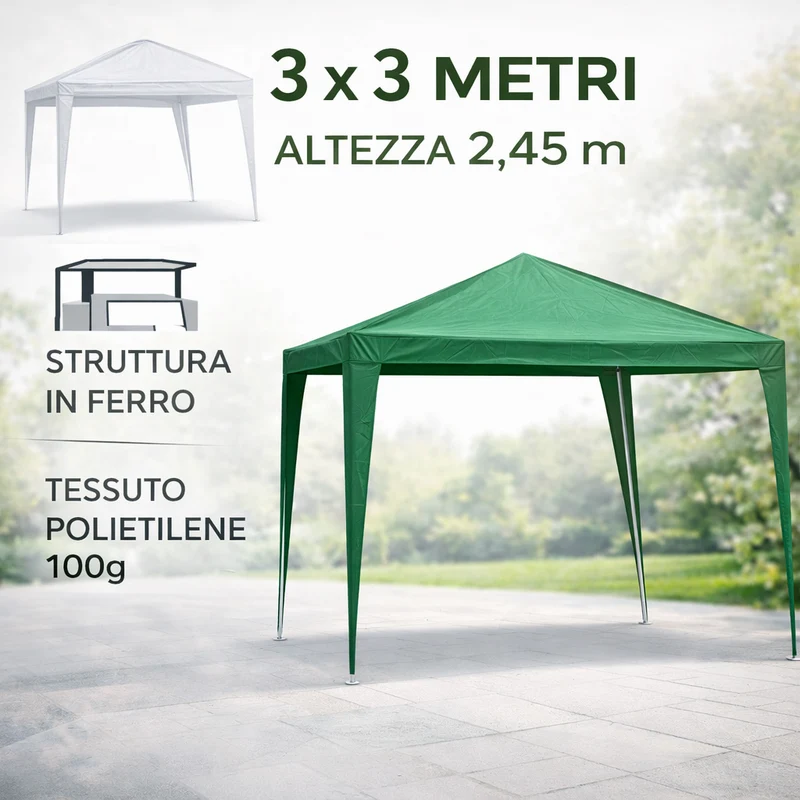 Gazebo da Esterno 3x3 m – Copertura Pratica e Versatile per Ogni Occasione